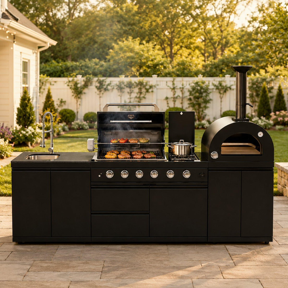 106" Propane BBQ Grill with Pizza Oven A47392
