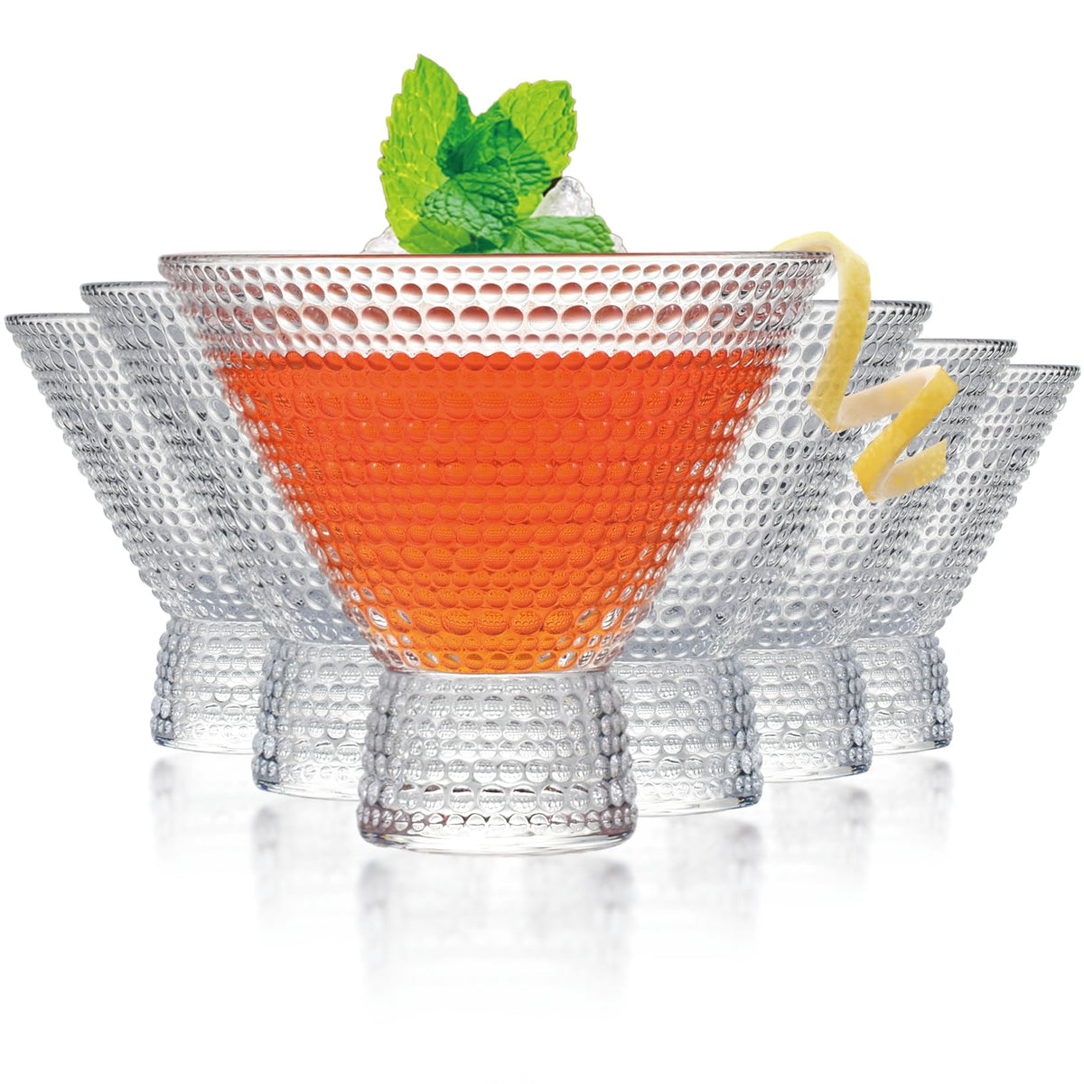 6Pcs 8.5oz Stemless Martini Glasses L510