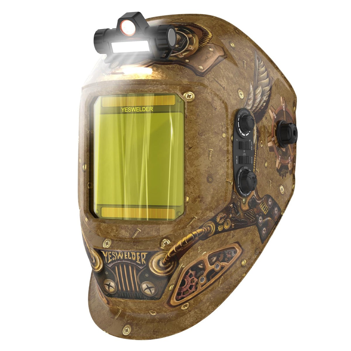 Auto-Darkening Welding Helmet with USB LED Work Light E405