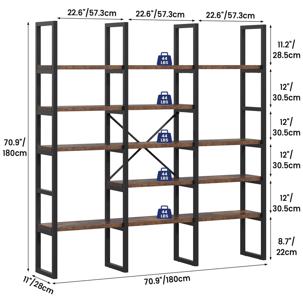 5 Tier Wood and Metal Bookshelf E53114