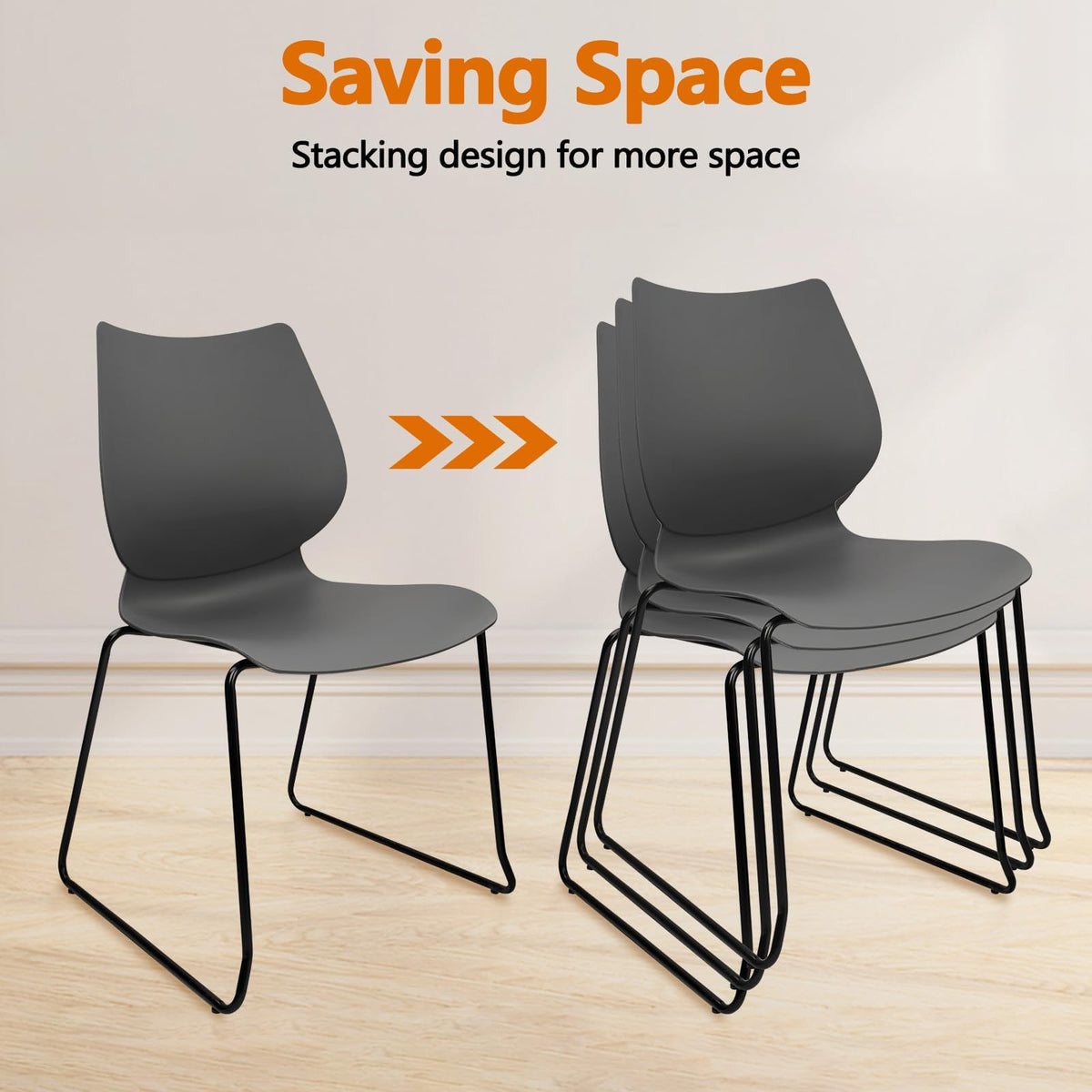 Stacking Chairs with Metal Legs Set of 12, Grey L71981