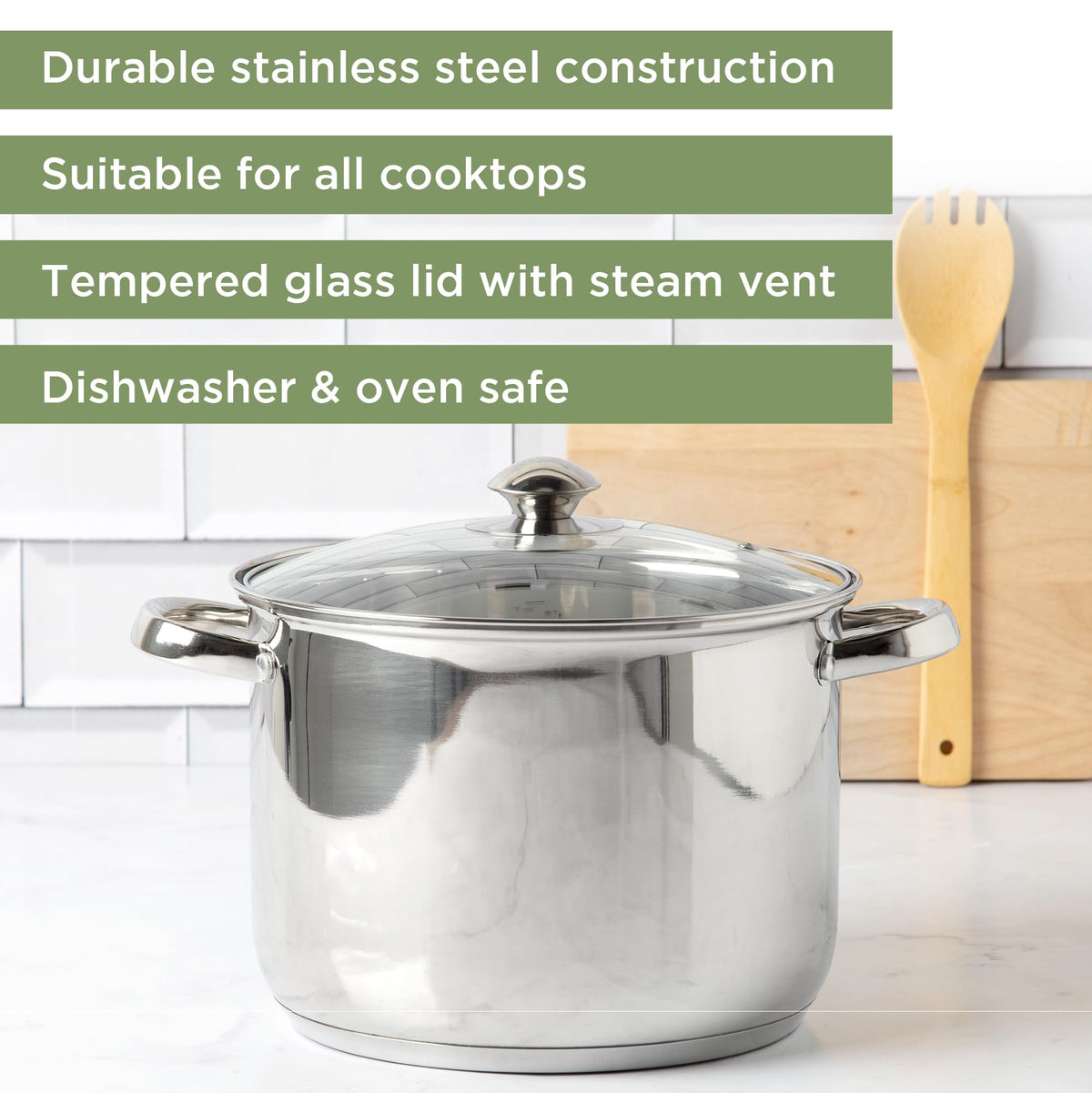 Stainless Steel 8-Quart Stock Pot with Glass Lid X23882