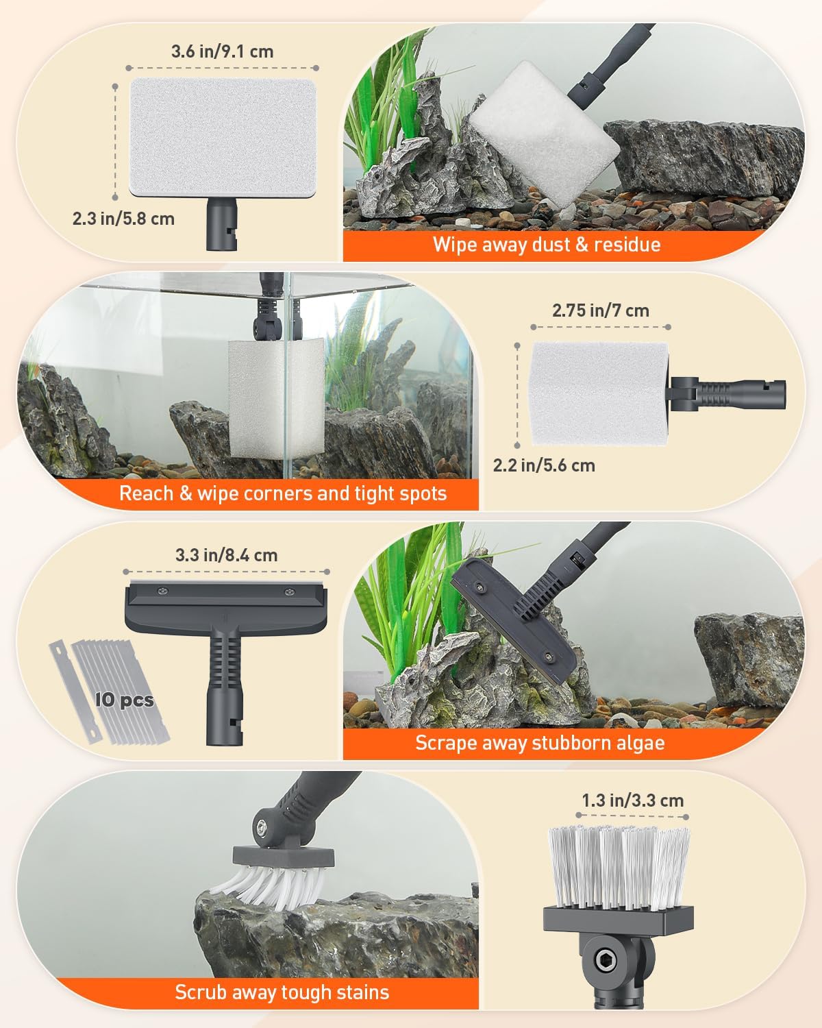 7 in 1 Aquarium Cleaning Kit with Adjustable Long Handle M305