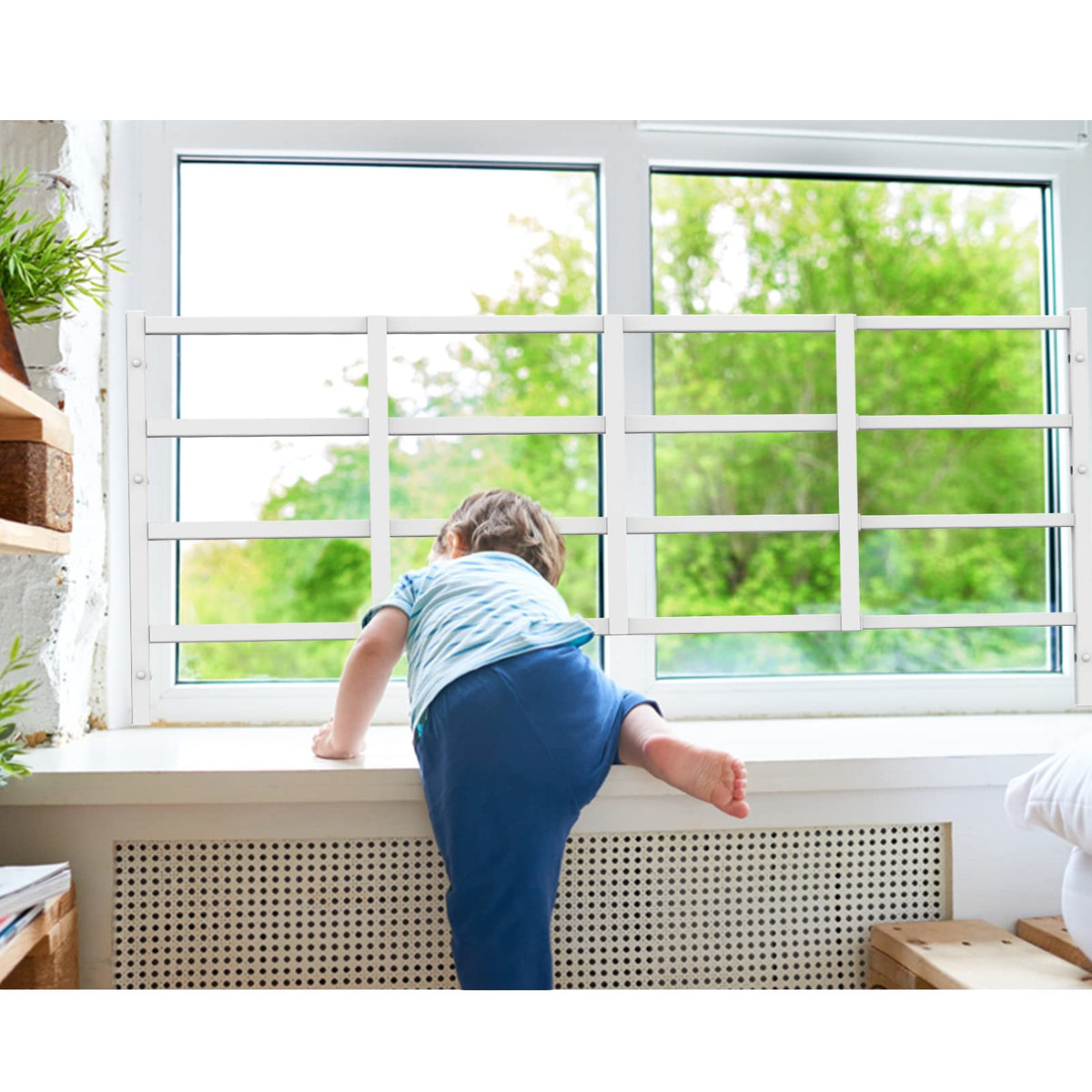 Adjustable White Window Safety Guard X78931