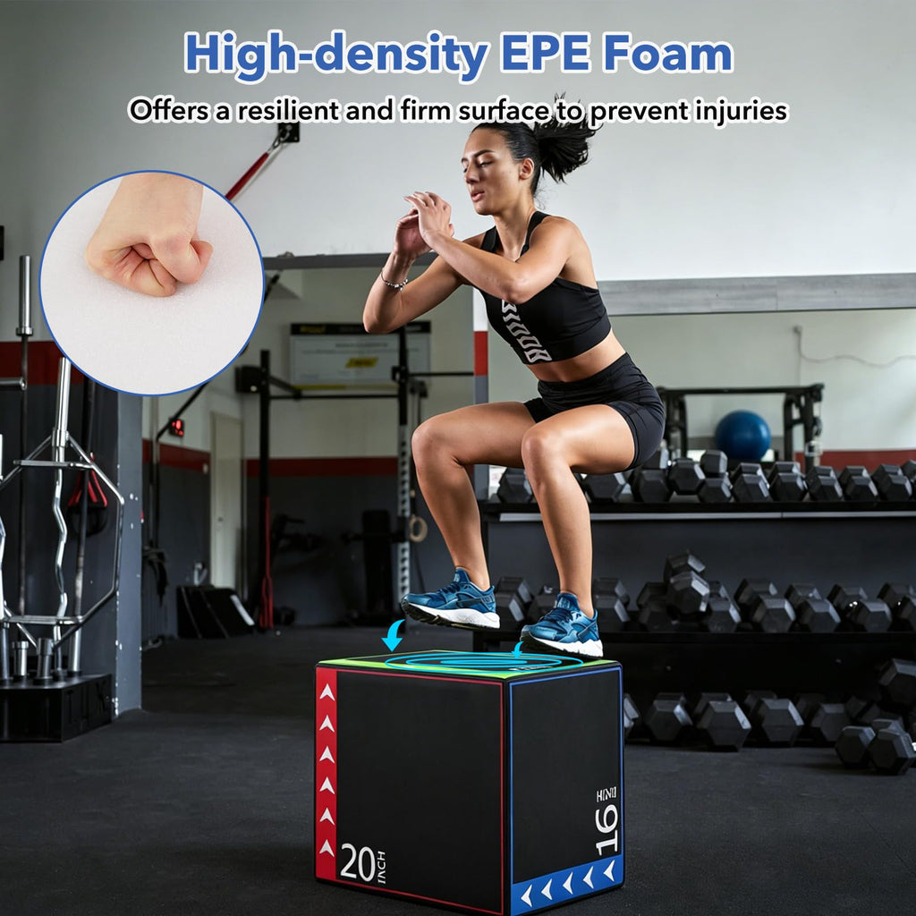 3 in 1 Plyometric Jump Box with Non-Slip PU Cover R3825