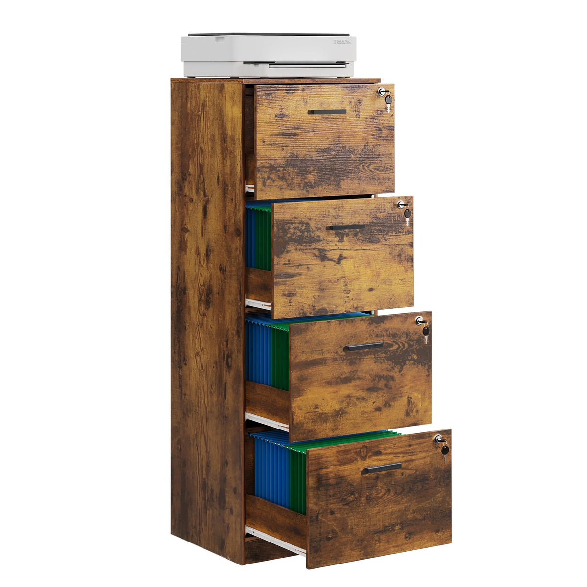 4 Drawer Wood File Cabinet Y651