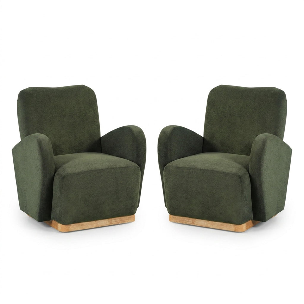 Olive Green Velvet Upholstered Accent Chair Set of 2 I782724