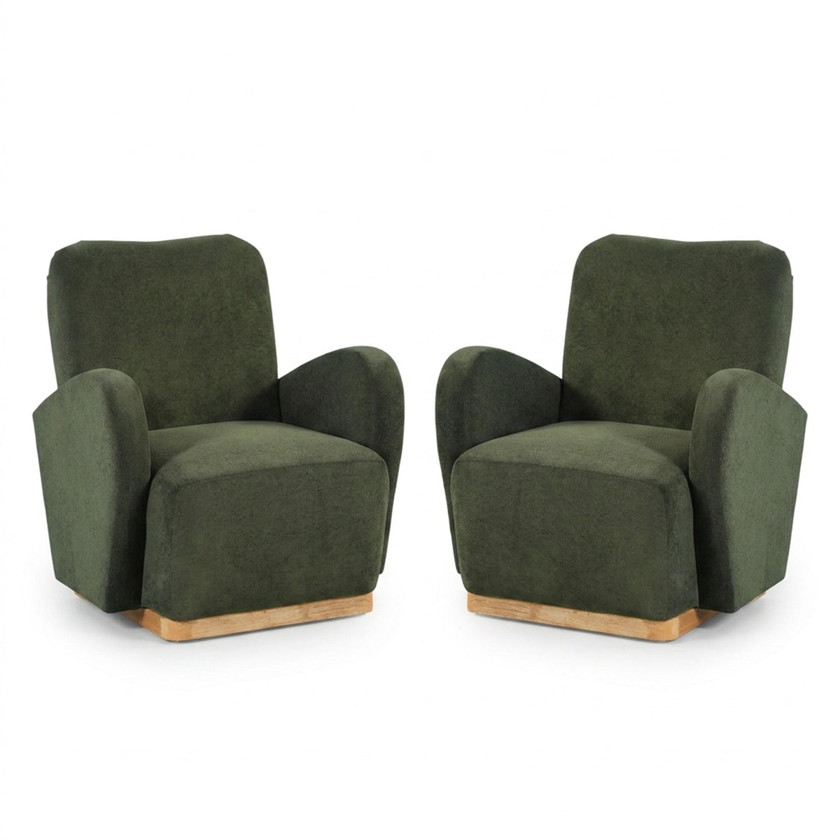 Olive Green Velvet Upholstered Accent Chair Set of 2 I782724