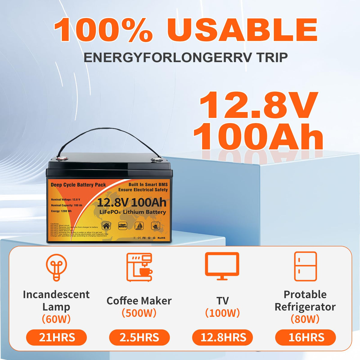 12V 100Ah LiFePO4 Deep Cycle Battery X2490
