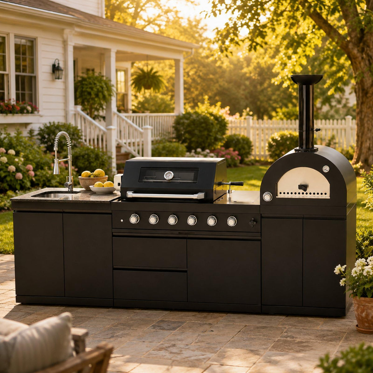 106" Propane BBQ Grill with Pizza Oven A47392