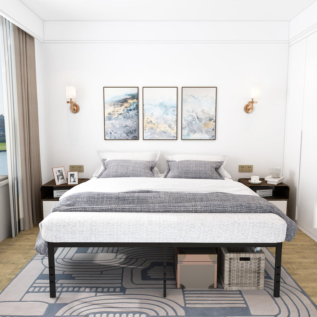 Black 18 Inch Metal Platform Full Bed Frame P7492