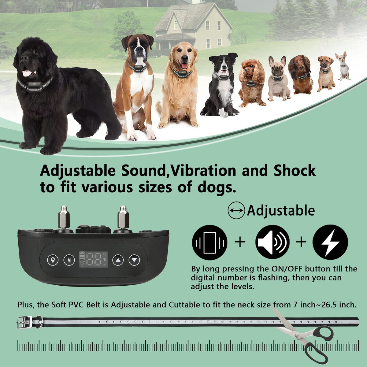 Wireless Dog Fence System with Waterproof Rechargeable Collar N268595