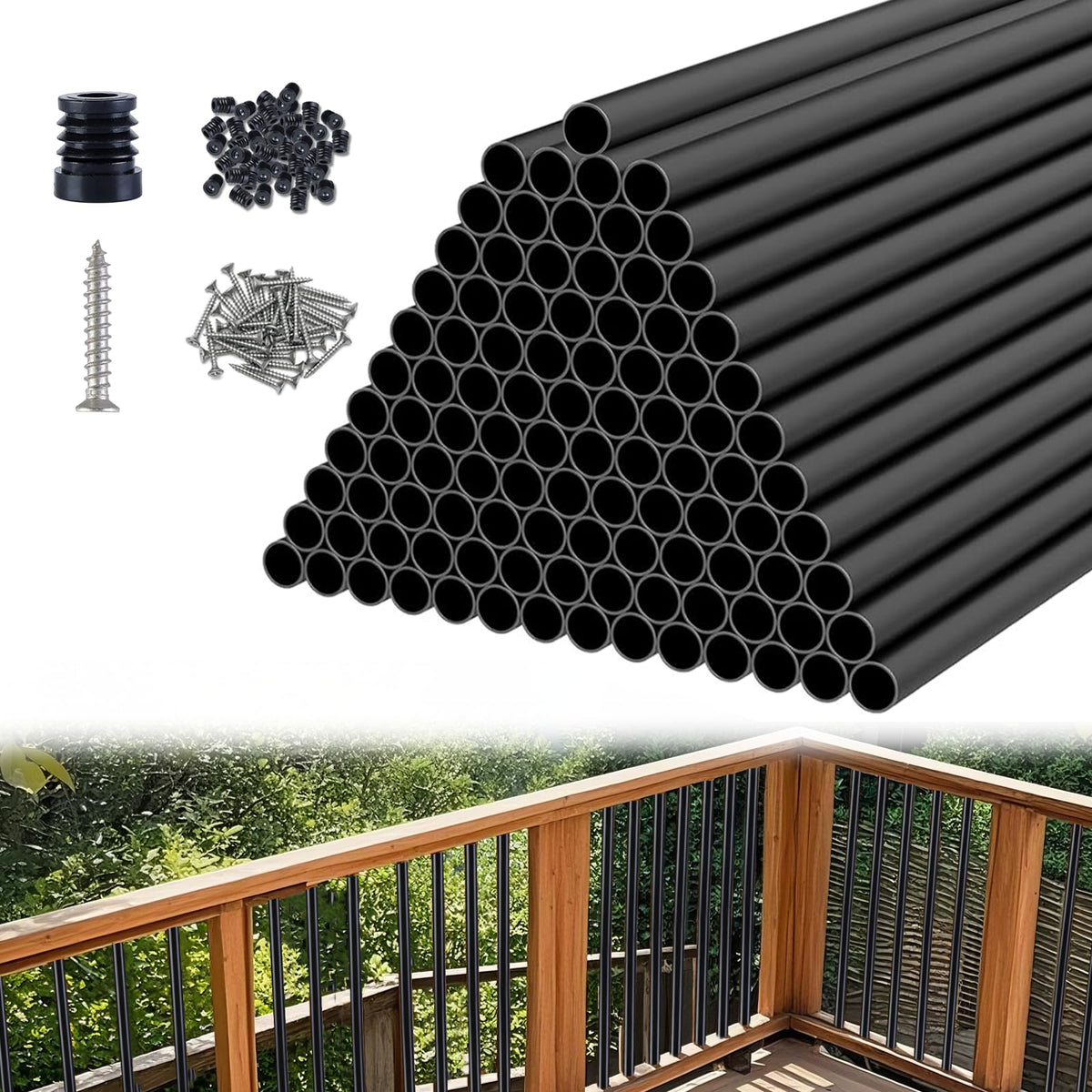 Black Aluminum Deck Balusters 32in x 3/4in 100 Pack D31410