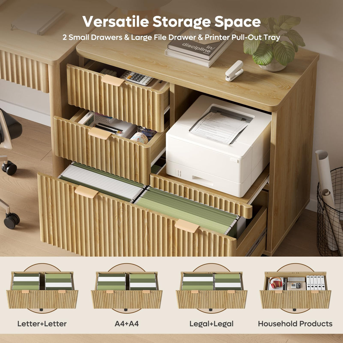 3 Drawer Wood File Cabinet K362109