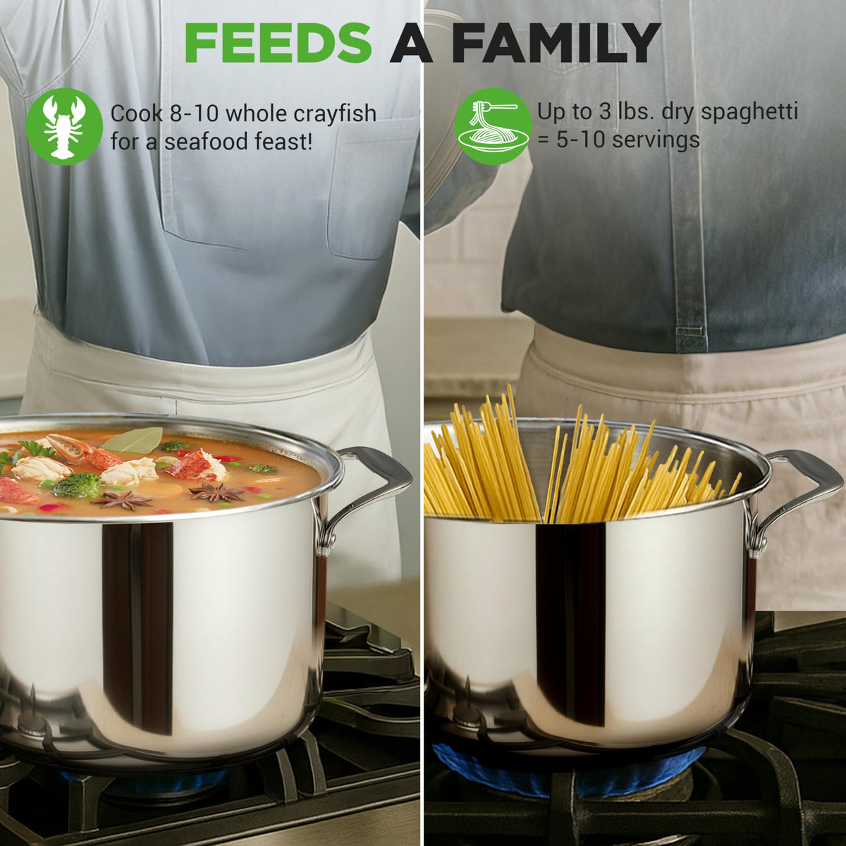 8-Quart Stainless Steel Stock Pot with See-Through Lid W4180