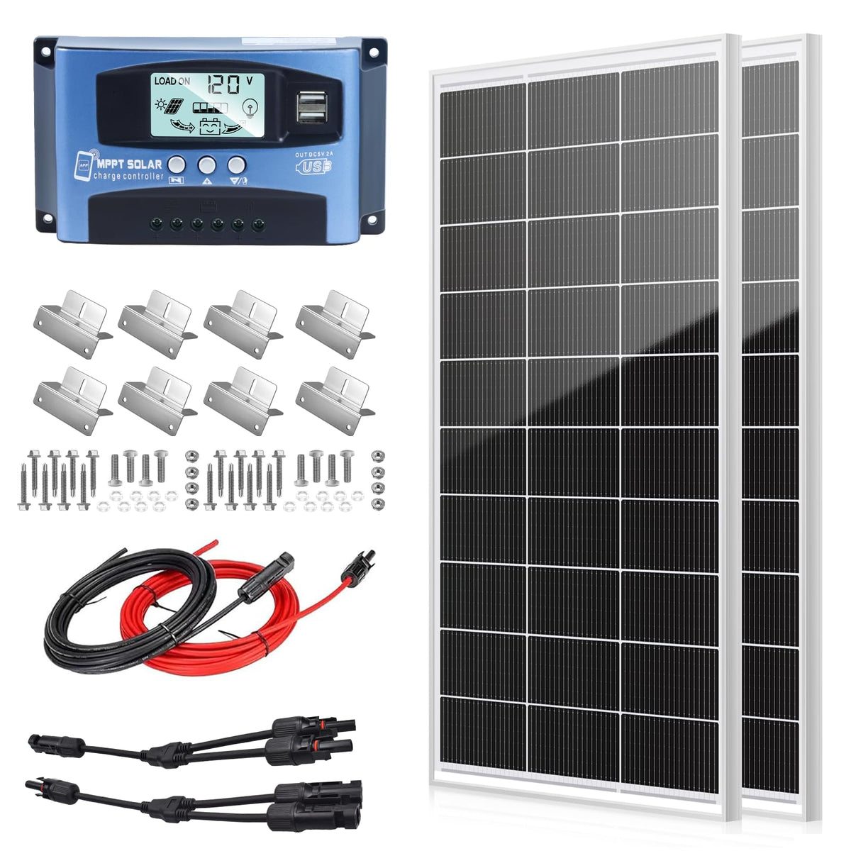 400 Watt Monocrystalline Solar Panel Kit with 30A MPPT Charge Controller H8906