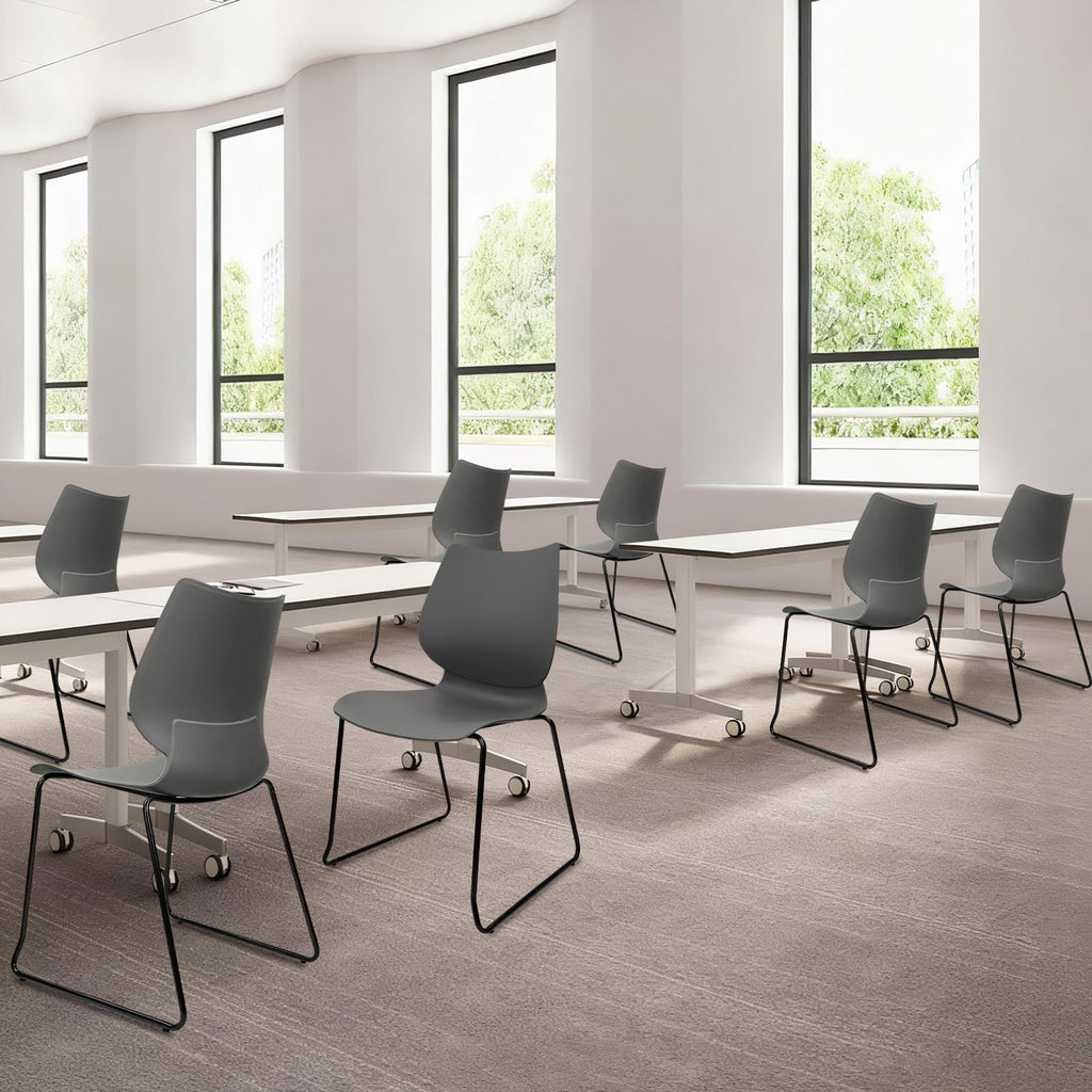 Stacking Chairs with Metal Legs Set of 12, Grey L71981