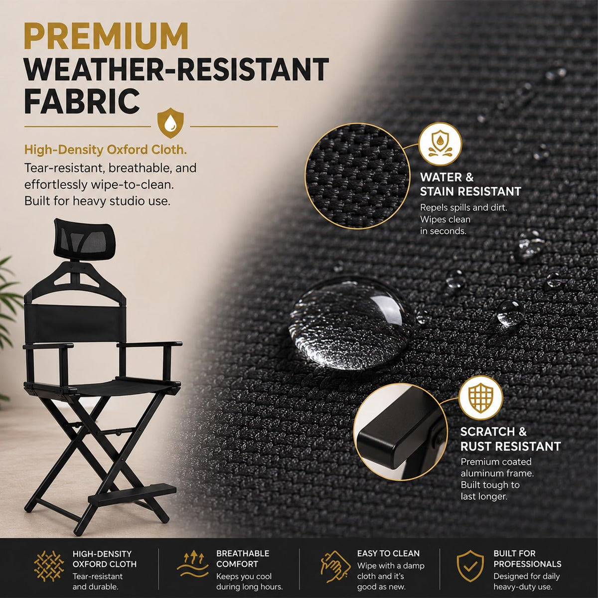 Extra Tall Aluminum Foldable Makeup Artist Chair S360375