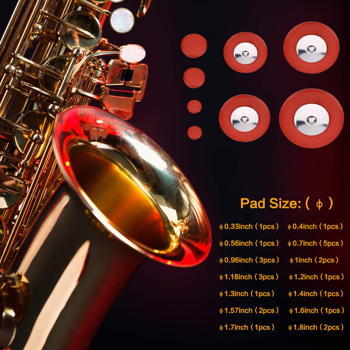 Alto Sax Repair Parts Screws and 25pcs Sax Pads P102