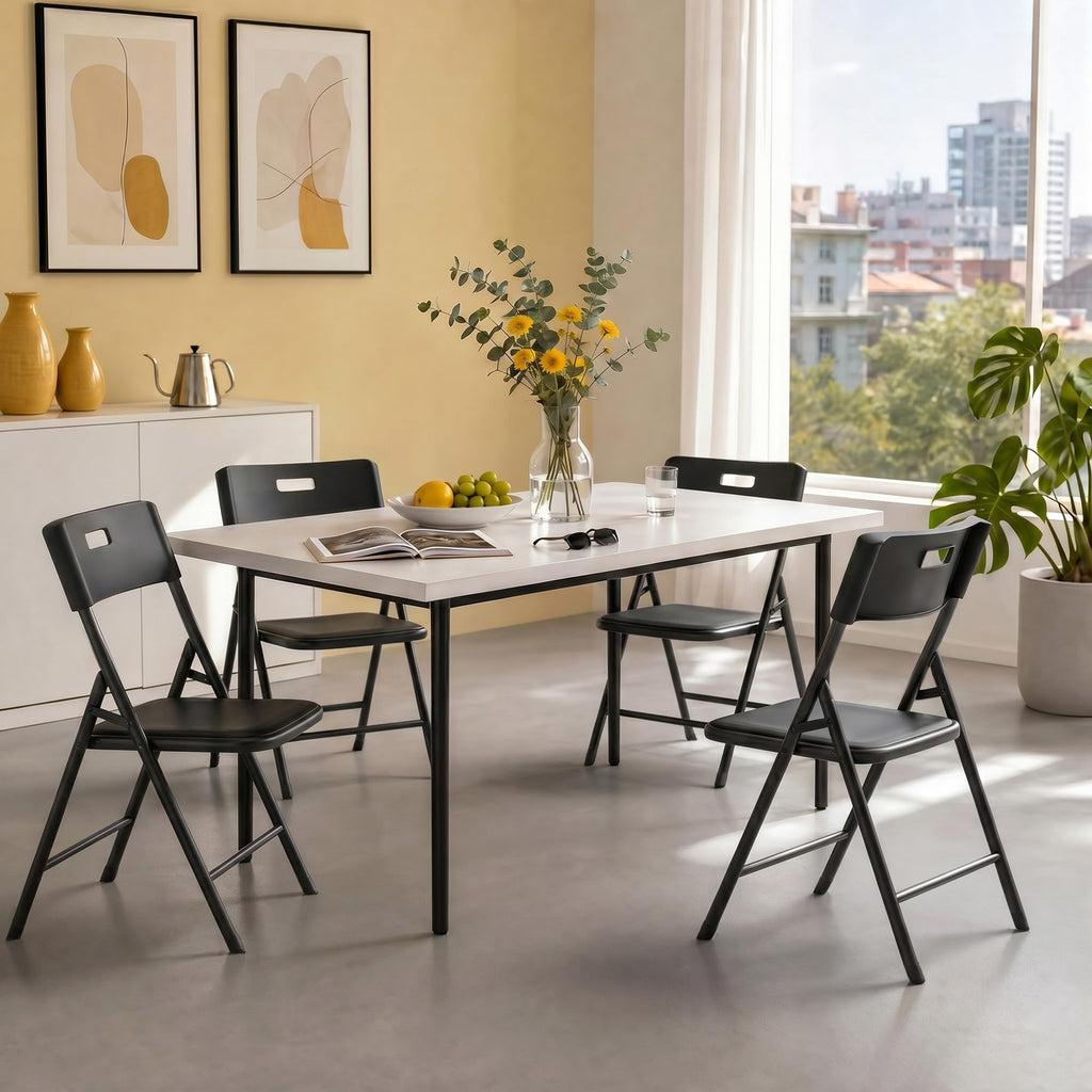Black 10 Pack Steel Folding Chairs M996