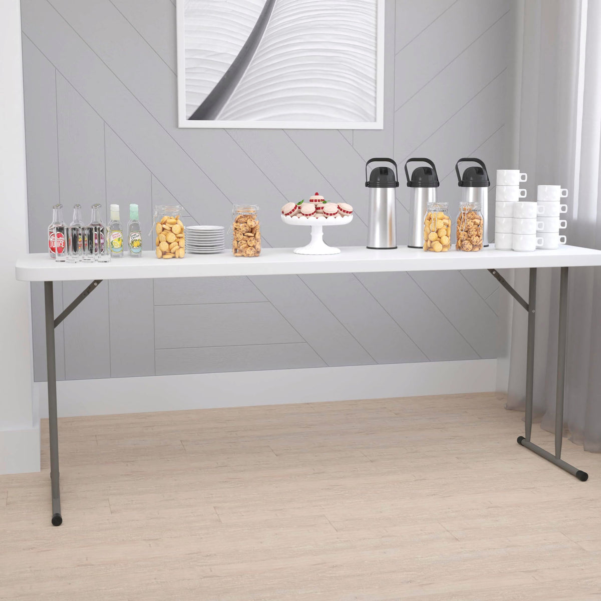 10 Pack 6-Foot Granite White Plastic Folding Table L5783