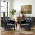 Black Faux Leather Accent Chairs Set of 2 V37683