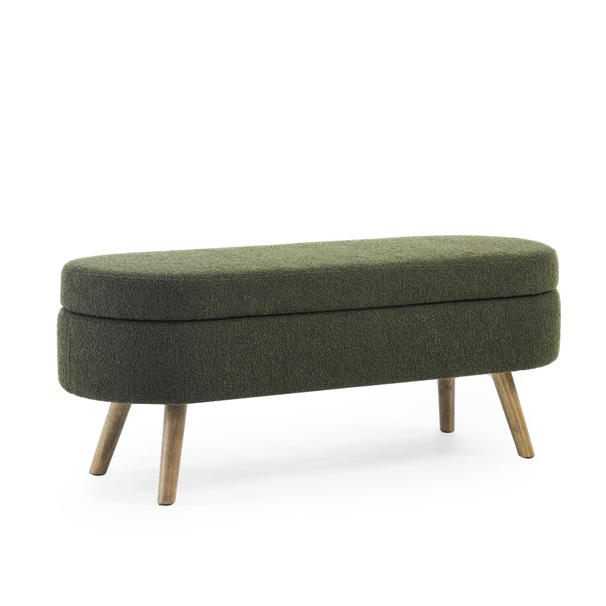 Oval Storage Bench with Rubber Wood Legs, Green K654837