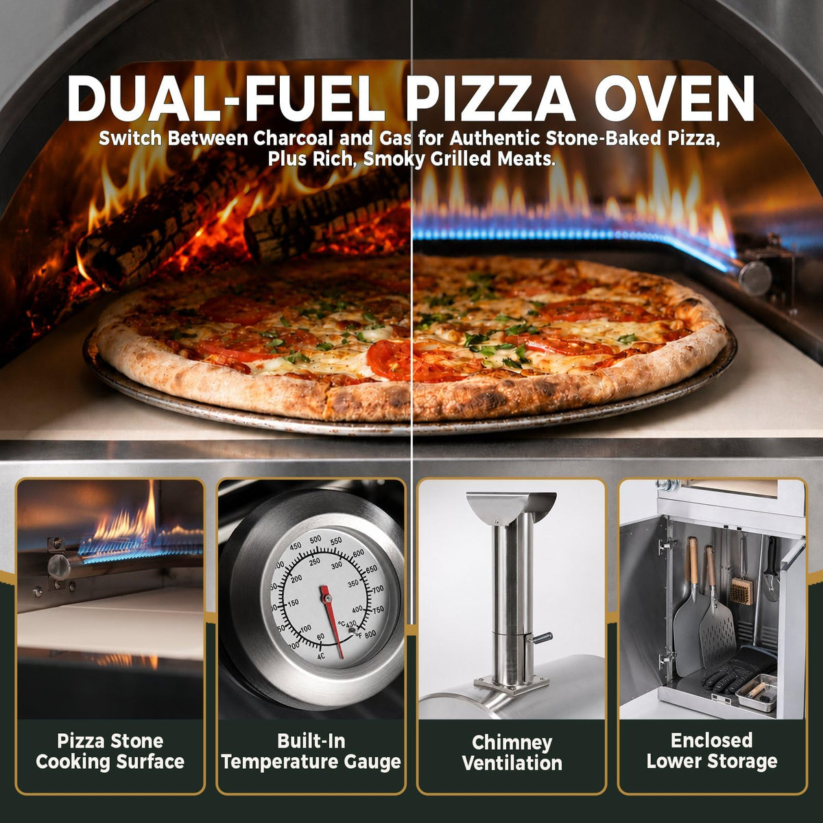 106" Propane BBQ Grill with Pizza Oven A47392