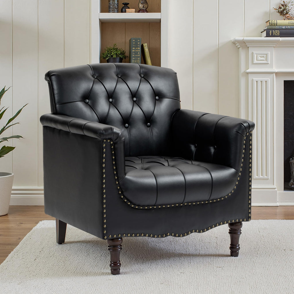 Black Faux Leather Accent Chairs Set of 2 V37683