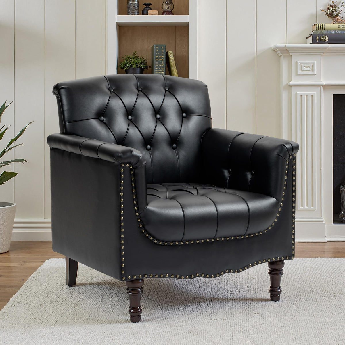 Black Faux Leather Accent Chairs Set of 2 V37683