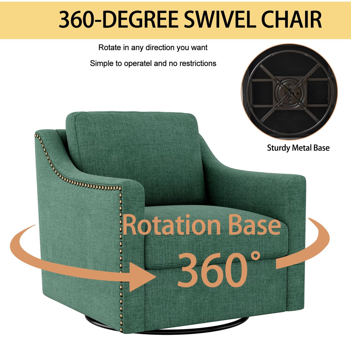 Swivel Accent Chair Set of 2 Green Armchair V60066