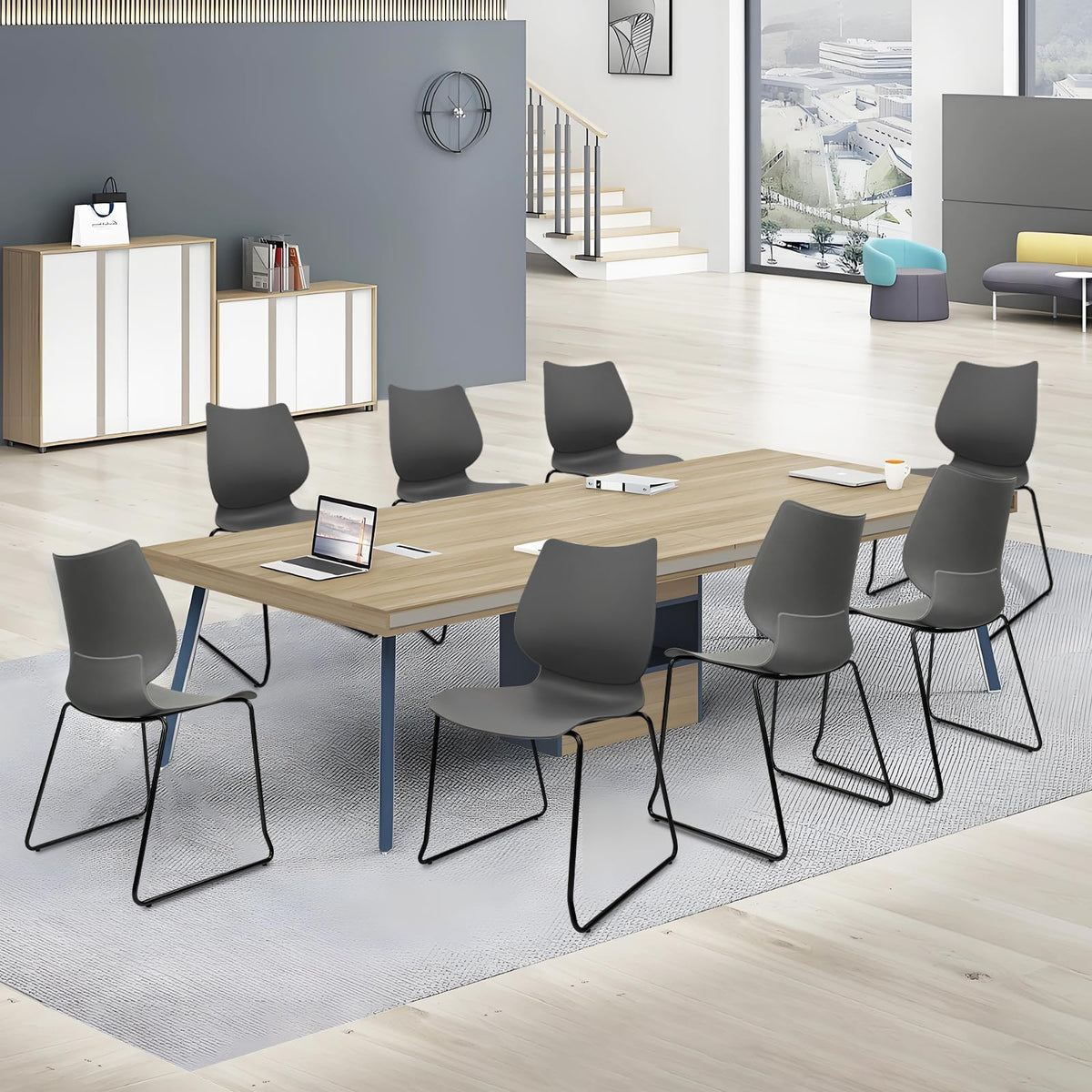 Stacking Chairs with Metal Legs Set of 12, Grey L71981