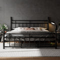 King Size Black Metal Platform Bed Frame with Headboard and Footboard B634845