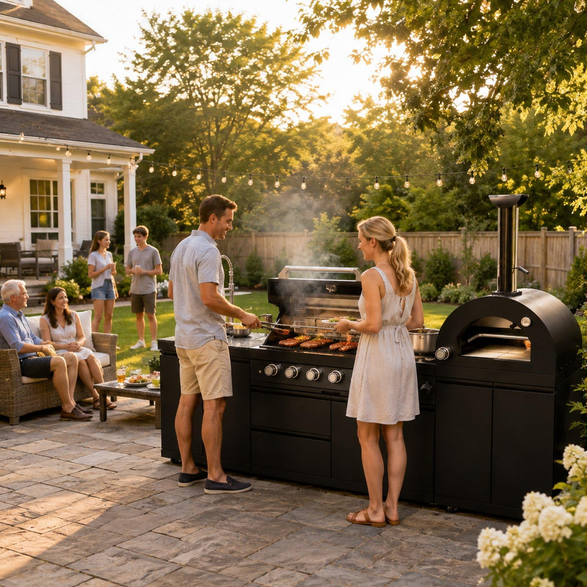 106" Propane BBQ Grill with Pizza Oven A47392