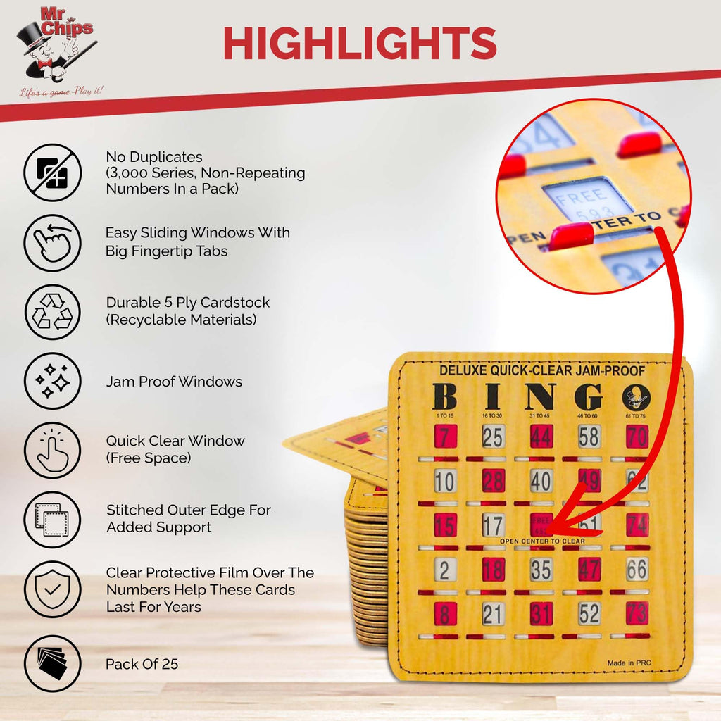 Bingo Cards with Sliding Windows 100 Pack J85193