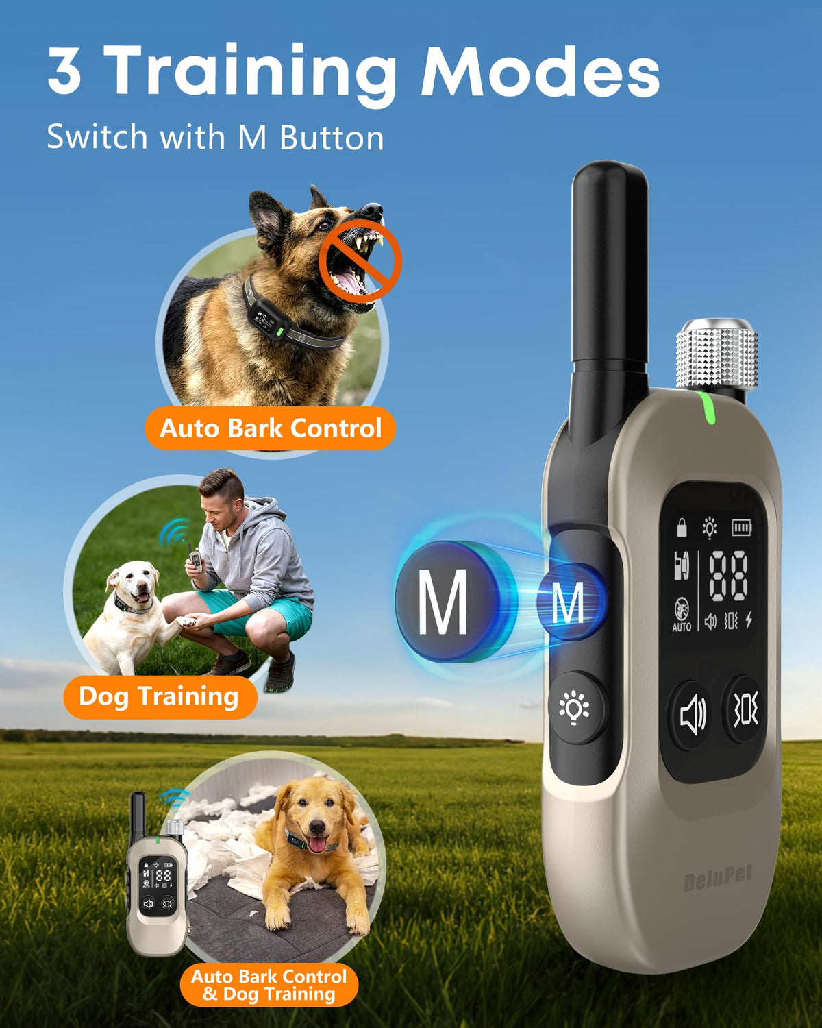 2-in-1 Dog Bark & Shock Collar with Remote R408