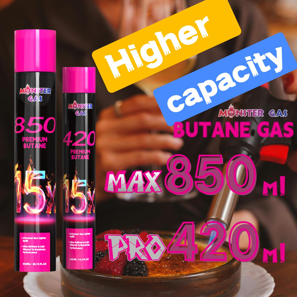 15x Ultra-Pure Butane Fuel Canisters 850ml, Pack of 12 W59015