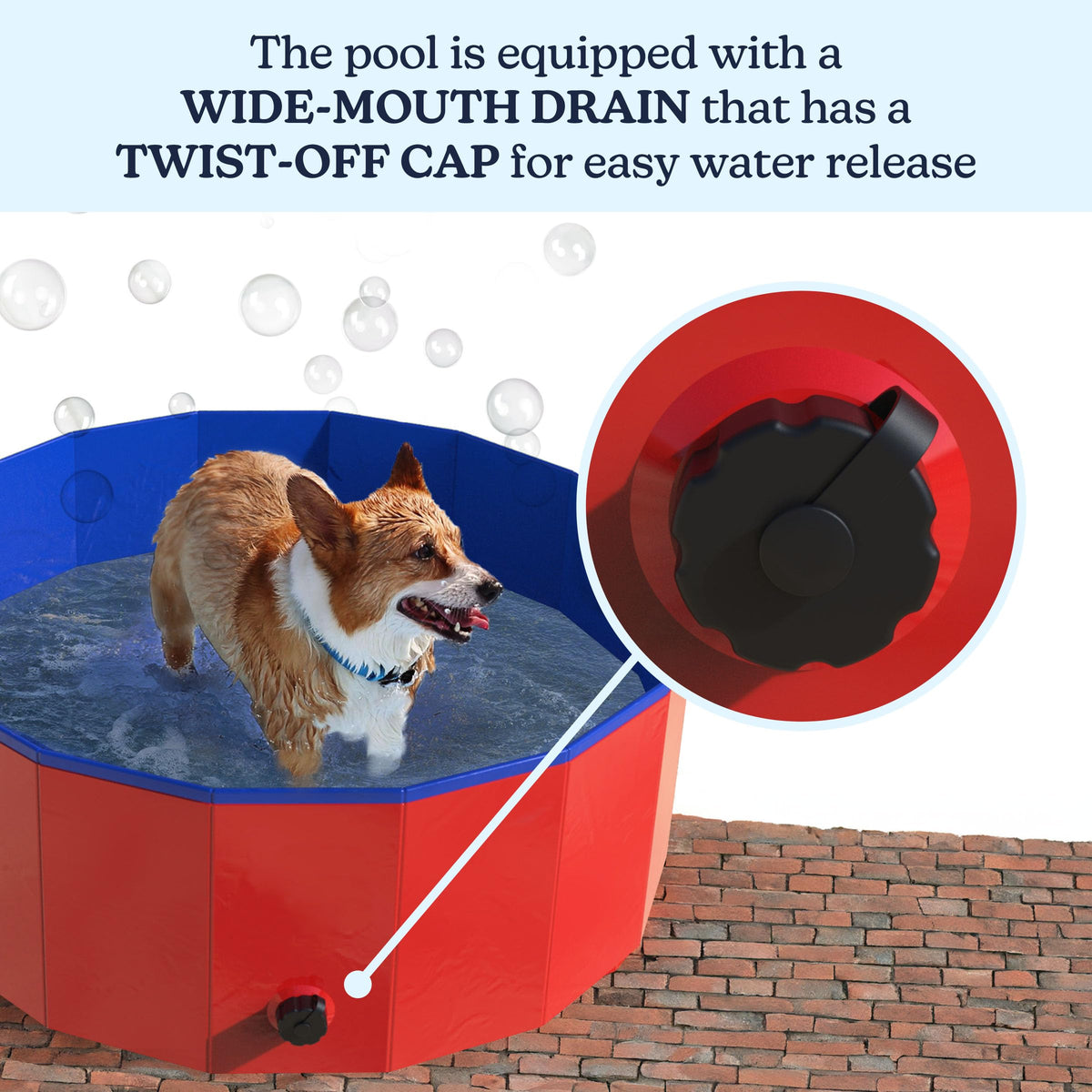 Foldable 30.5x12in PVC Dog Pool with Drain O971165