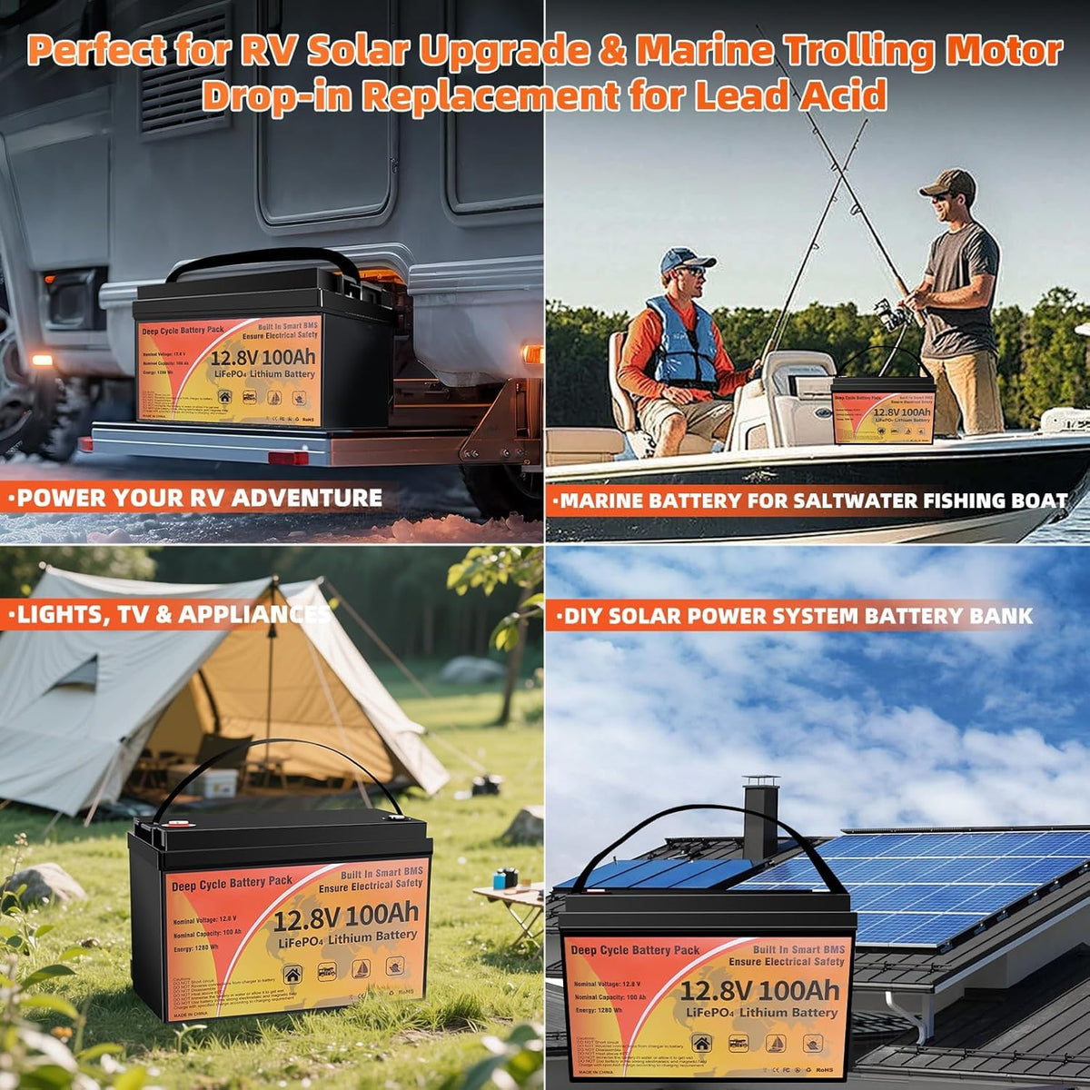 12V 100Ah LiFePO4 Deep Cycle Battery X2490