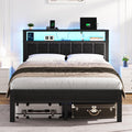 Full Size Bed Frame with LED Lights & Charging Station N686783