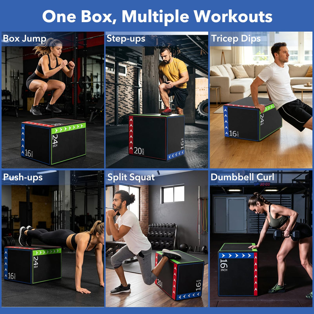 3 in 1 Plyometric Jump Box with Non-Slip PU Cover R3825