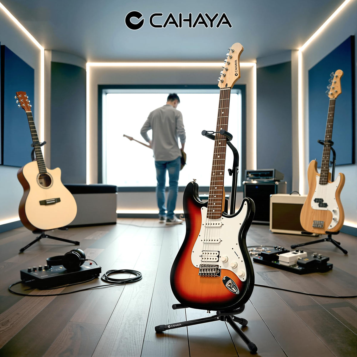 Adjustable Folding Metal Guitar Stand A97914