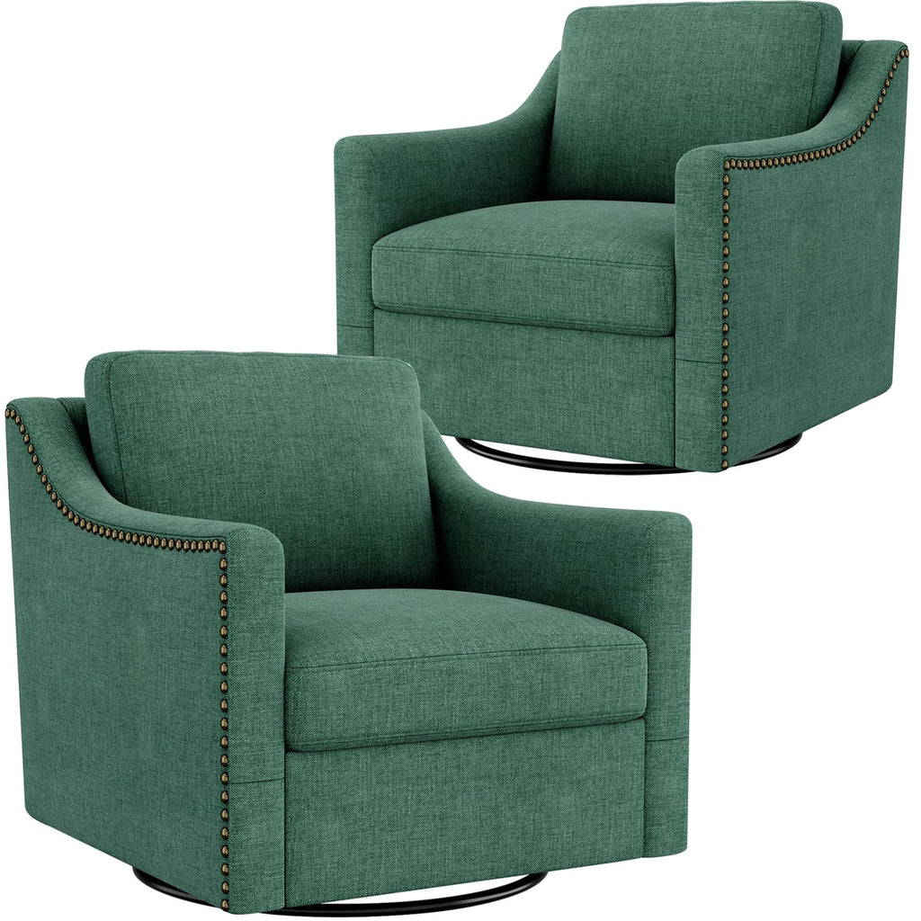 Swivel Accent Chair Set of 2 Green Armchair V60066