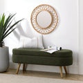 Oval Storage Bench with Rubber Wood Legs, Green K654837