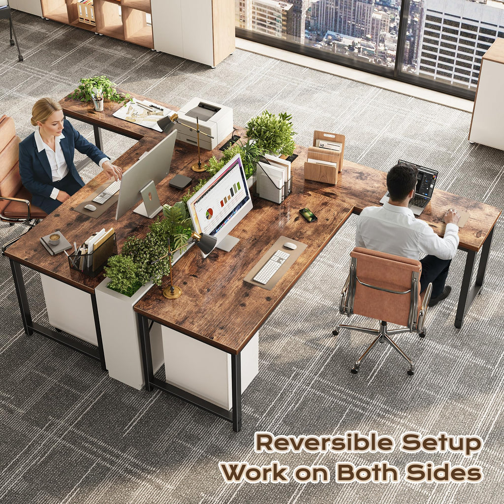 63 Inch L Shaped Desk with Power Outlets U665973