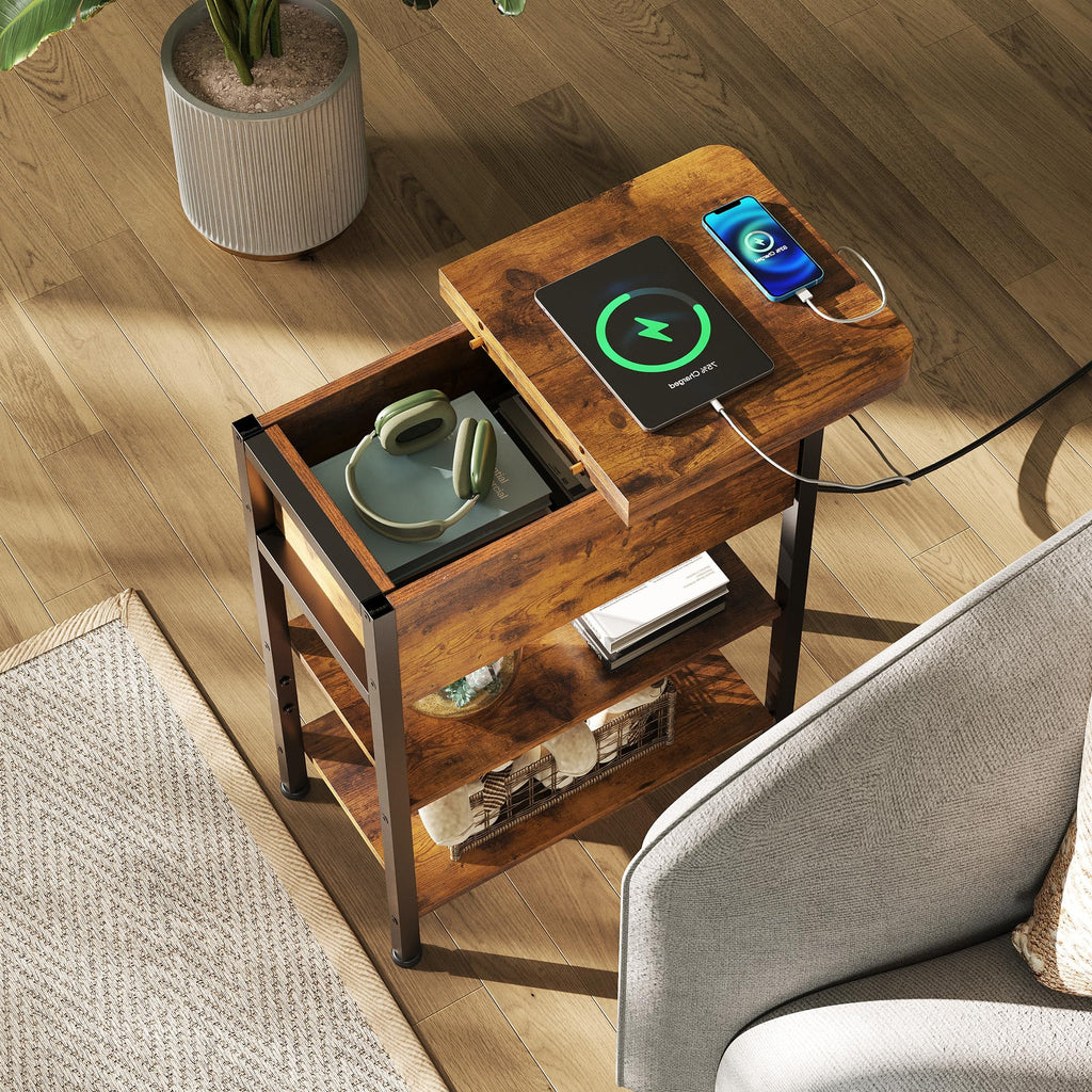 3-Tier End Table with Charging Station D473