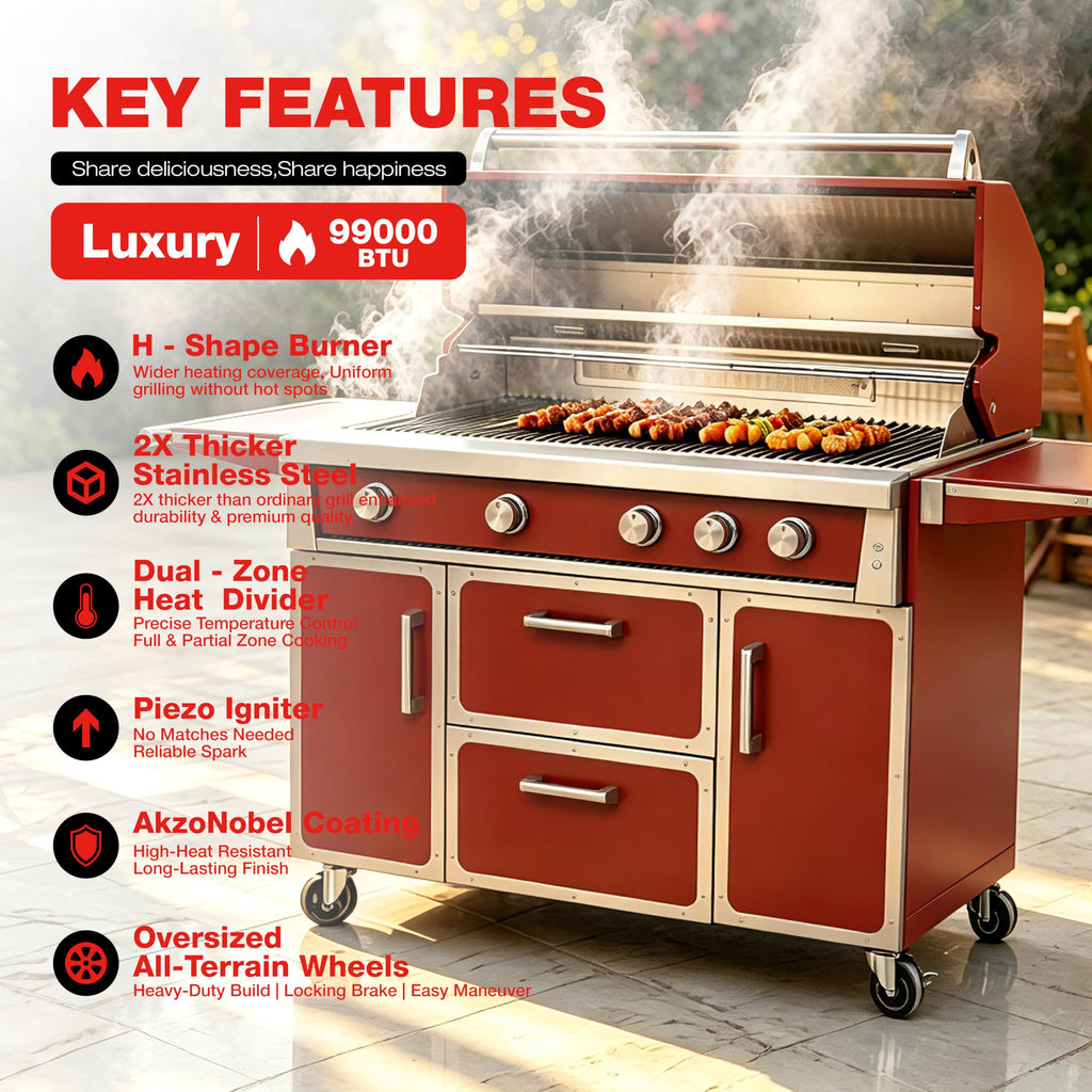 49" 304 Stainless Steel Gas Grill 4 Burner 99,000 BTU I936