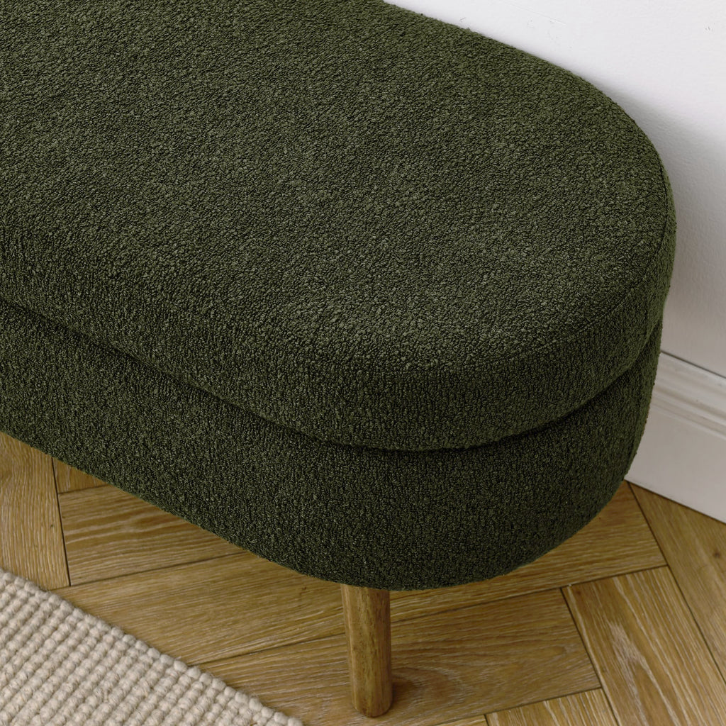 Oval Storage Bench with Rubber Wood Legs, Green K654837
