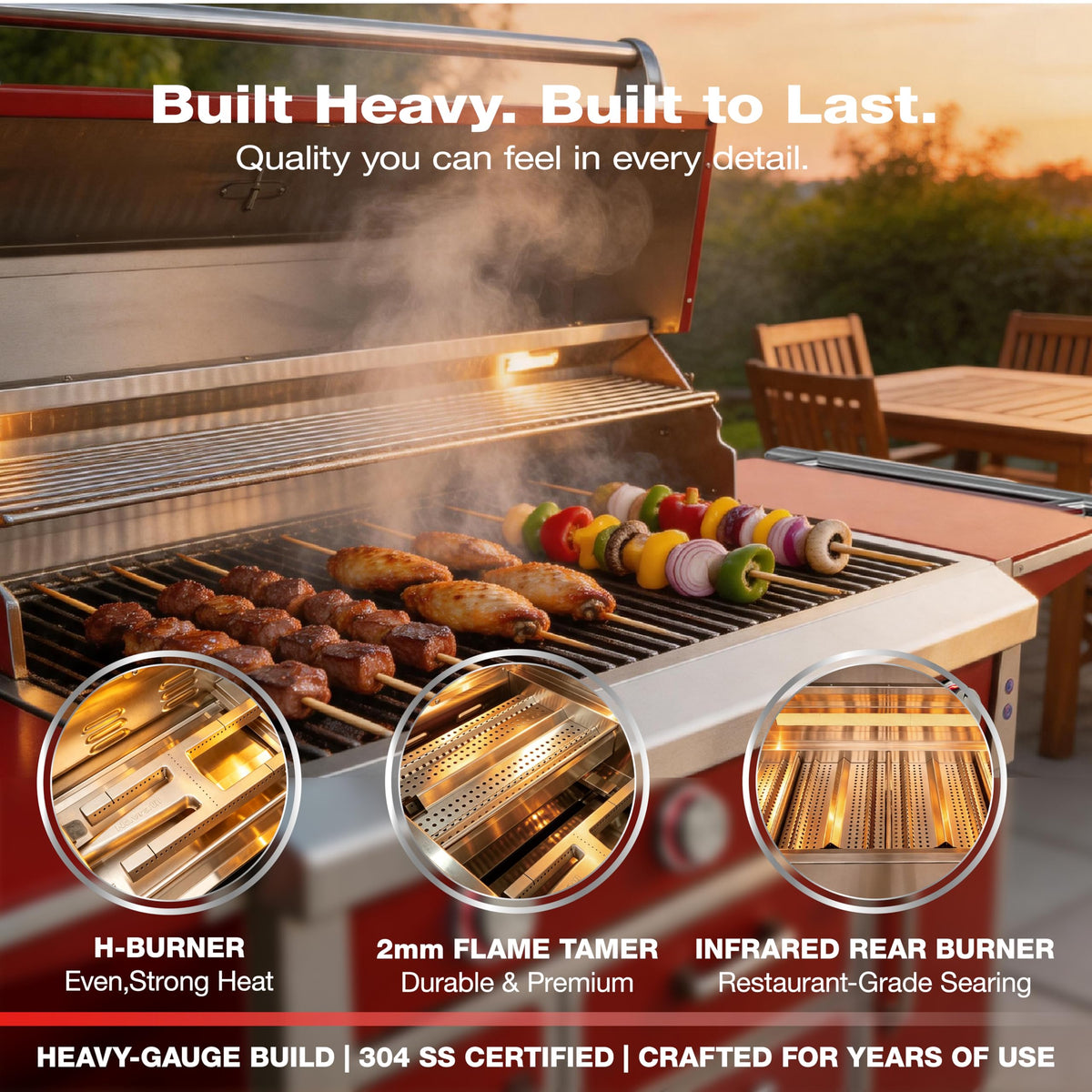 49" 304 Stainless Steel Gas Grill 4 Burner 99,000 BTU I936